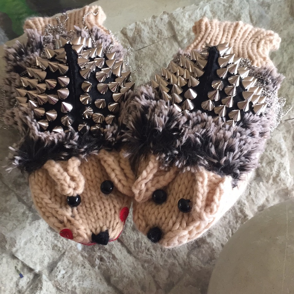 🌟SOLD🌟Silly & Warm Hedgehog Mittens/Puppets 🦔